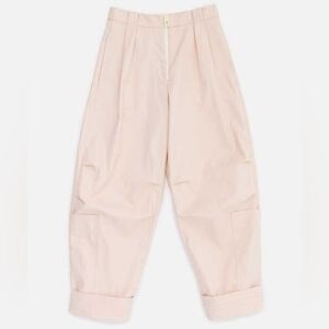 Bimba Y Lola Pink Pleated Barrel Leg Cropped Trousers Size 38 (6) Light Blush